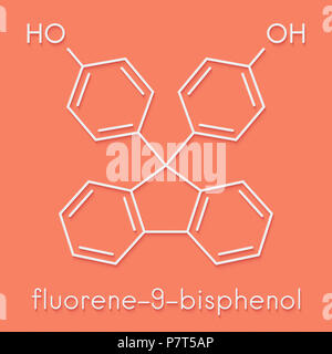 Le fluorène-9-bisphénol (BHPF) molécule. Utilisé comme alternative au bisphénol A (BPA) mais jugé perturbateur endocrinien. Formule topologique. Banque D'Images