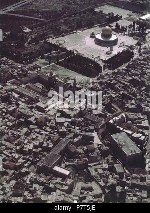 VISTA AEREA. Lieu : MOSQUÉE DE LA ROCA / OMAR, Jérusalem, Israël. Banque D'Images