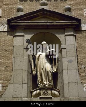 Saint Bernardo Calvo (1180-1243). Évêque et abbé du monastère de Santa Creus. Statue de Saint Bernardo, monastère de Hernares Alcala de. L'Espagne. Banque D'Images