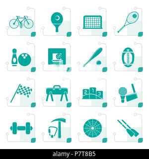 Simple stylisé les équipements sportifs et les icônes des outils - vector icon set Illustration de Vecteur