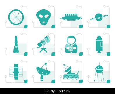 L'espace et l'astronautique stylisé Icons - Vector Icon Set Illustration de Vecteur