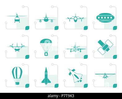 Différents types d'Avions stylisés Illustrations et icônes - Vector icon set 2 Illustration de Vecteur