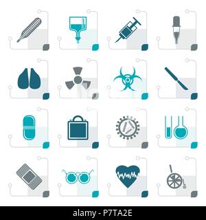 Collection de stylisé à thème médical icônes et d'avertissement-signes vector icon set Illustration de Vecteur