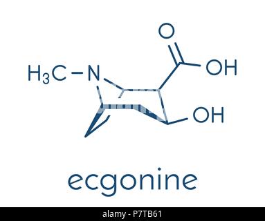 Molécule alcaloïde de la coca Ecgonine. Métabolite de la cocaïne. Formule topologique. Illustration de Vecteur