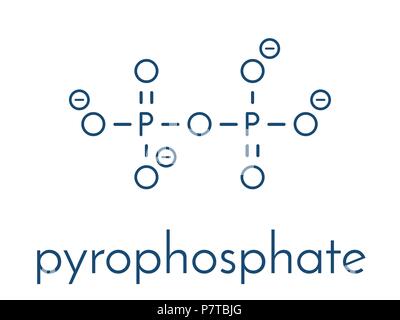 L'anion pyrophosphate (PPi). Important en biochimie, utilisé comme additif alimentaire (E450). Formule topologique. Illustration de Vecteur