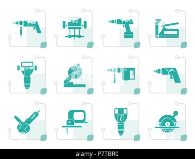 Bâtiment et Construction stylisée icônes outils - Vector Icon Set Illustration de Vecteur