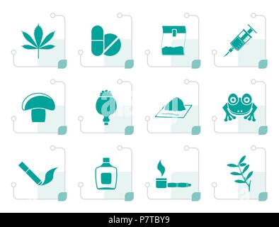 Différents type de médicament stylisé icônes - vector icon set Illustration de Vecteur