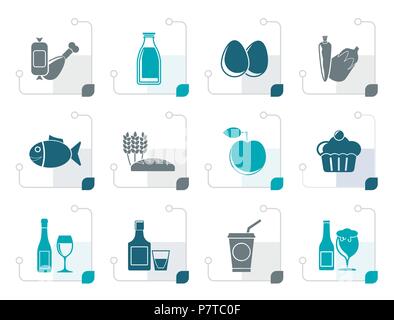 Nourriture, boisson et stylisé Aliments icons - vector icon set Illustration de Vecteur