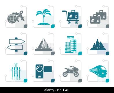 Maison de vacances stylisé Voyages et transport icons - vector icon set Illustration de Vecteur