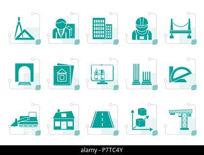 Les icônes de l'architecture et de construction stylisée - vector icon set Illustration de Vecteur