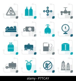 Gaz naturel stylisé des objets et icônes - vector icon set Illustration de Vecteur