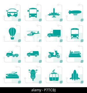 Transports et déplacements d'icônes stylisées - vector icon set Illustration de Vecteur