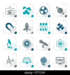 La science stylisée, la recherche et l'éducation Icônes - Vector Icon Set Illustration de Vecteur