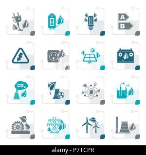 L'énergie et de l'environnement vert stylisé icônes - vector icon set Illustration de Vecteur