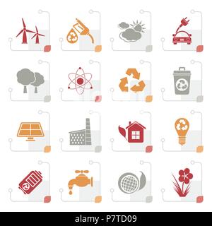 L'écologie, l'environnement et stylisée des icônes de recyclage - vector icon set Illustration de Vecteur