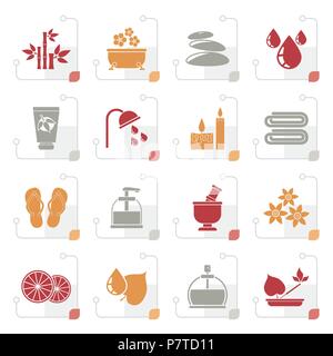 Spa et détente stylisé icônes objets - vector icon set Illustration de Vecteur