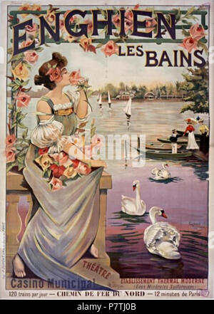 Anglais : Affiche de la Compagnie des chemins de fer du Nord (France) ; Enghien-les-Bains. 1901 affiche 14 Nord Enghien 1901 Banque D'Images