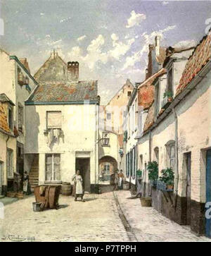 Anglais : Aquarel peinture de Jacques de Cabarain Voermansgang l'ancien (Bruxelles) . 1890 60 Carab01 Banque D'Images