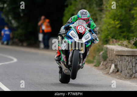 Skerries, comté de Dublin, Irlande. 8 juillet, 2018. La course moto 100 Skerries ; Michael Sweeney remporte la course à l'courses sur route de Skerries 2018 : Action de Crédit Plus Sport/Alamy Live News Banque D'Images