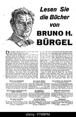 Anglais : publicité pleine page pour la vente de livres de Bruno H. Bürgel dans le quotidien berlinois "Berliner Morgenpost" du 14 septembre, 1930 Deutsch : Ganzseitige Verkaufswerbung zu Schriften von Bruno H. Bürgel in der Tageszeitung "Berliner Morgenpost" Sonntagsausgabe - vom 14. Septembre 1930 . 14 Septembre 1930 41 BerlMoPo 1930-09-14 Beil11 S2 Banque D'Images