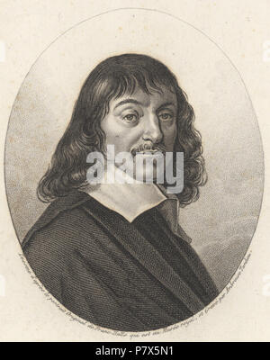 Dessine d'après le portrait original de Franc-Halls qui est au Musée royale et gravé par Ambroise TARDIEU 148 ETH-bib-Descartes, René (1596-1650)-Portrait-Portr 10942 Banque D'Images