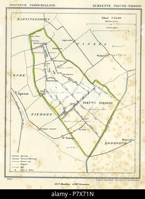 Kaart uit 1867 met de gemeentegrenzen van Bergen. Uit : J. Kuyper, Gemeente-atlas van Nederland, 4e deel, Noord-Holland, 1867. Vervaardiger : J. Kuyper . 25 juin 2015, 09:18 169 Gemeente Nieuwe Niedorp (19143277601) Banque D'Images