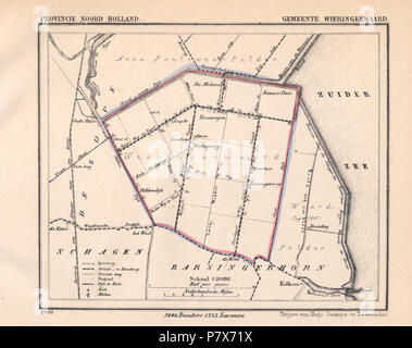 Kaart uit 1868 met de gemeentegrenzen van Bergen. Vervaardiger : J. Kuyper . 25 juin 2015, 09:39 169 Gemeente Wieringerwaard (19140226605) Banque D'Images