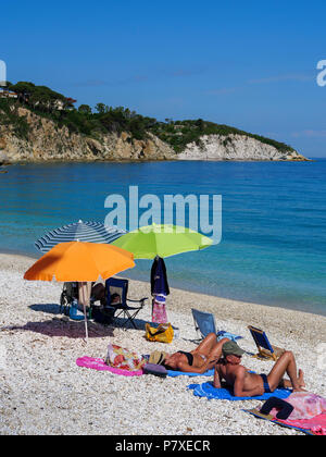 Capo Bianco, de la plage Spiaggia delle Ghiaie, Portoferraio, Elbe, la Région Toscane, province de Livourne, Italie, Europe Banque D'Images