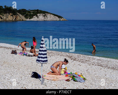 Capo Bianco, de la plage Spiaggia delle Ghiaie, Portoferraio, Elbe, la Région Toscane, province de Livourne, Italie, Europe Banque D'Images