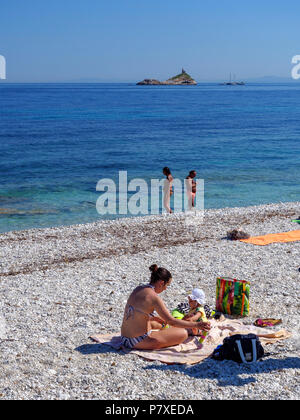 Plage Spiaggia delle Ghiaie, Portoferraio, Elbe, la Région Toscane, province de Livourne, Italie, Europe Banque D'Images