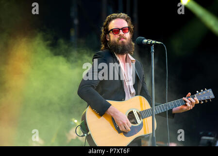 Barcelone - 1 juin : Le Père John Misty (band) produisent en concert au Primavera Sound Festival le 1 juin 2018 à Barcelone, Espagne. Banque D'Images