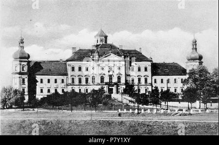 Anglais : Carte Postale historique avec le monastère Hradisko à Olomouc. eština klášterem : Historická s pohlednice Hradisko v Olomouci. Description sur l'inverse en allemand et tchèque : Omütz - Kloster Radisch. Olomouc - Klášter Hradisko. 44 Freig. 44174. 383 - J. Š. P.. Avant 1945 199 Hradisko monastery, photo historique Banque D'Images