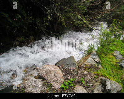 Cascade sur le chemin de l'Inca sur le chemin à Machu Picchu, au Pérou. Banque D'Images