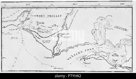 C'est la carte qui s'affiche à la page 310 dans la vie de Matthew Flinders par Ernest Scott. L'image a subi une rotation de 90° dans le sens horaire à partir de l'original. 5 avril 2010, 18:49 (UTC). Imprimé en édition 1914. Page 299 310 map (La Vie de Matthew Flinders) Banque D'Images