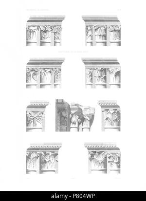 Monographie de la cathédrale de Chartres. Atlas . Paris, Imprimerie impériale, 1867 277 Monografie de la Cathedrale de Chartres - 27c chapiteaux de vieux clocher - Gravure Banque D'Images