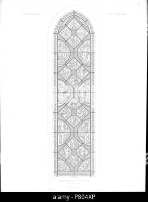 English : Monographie de la cathédrale de Chartres. Atlas. Paris, Imprimerie impériale, 1867 277 Monografie de la Cathedrale de Chartres - Atlas - Vitrail de Saint Jaques - Gravure en traites. Jaques Banque D'Images