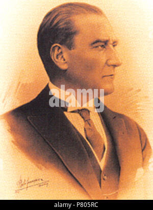 280 Mustafa Kemal Atatürk - portrait d'or Banque D'Images