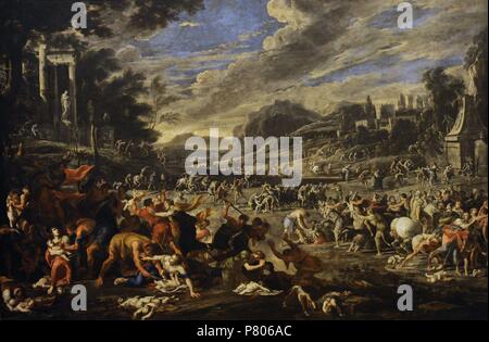 Domenico Gargiulo (1609-1675). Peintre italien. Massacre des Innocents, 1650. Période Baroque. Musée national de Capodimonte. Naples. L'Italie. Banque D'Images