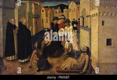 Colantonio, peintre italien actif dans Naples 1440-1470. Début de la Renaissance. De vivre de saint Vincent Ferrer. Polyptyque, 1456-65. Museo di Capodimonte. Naples, Italie. Banque D'Images