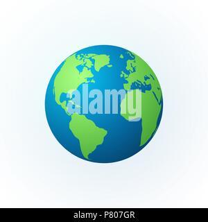 Terre sous forme d'un globe. Planète Terre icône. Couleur détaillée carte du monde. Vector illustration isolé sur fond blanc Illustration de Vecteur