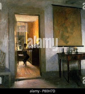Anglais : Boy studying . vers 1900 309 Peter Ilsted Vilhelm (artiste danois, 1861-1933) Boy Studying Banque D'Images