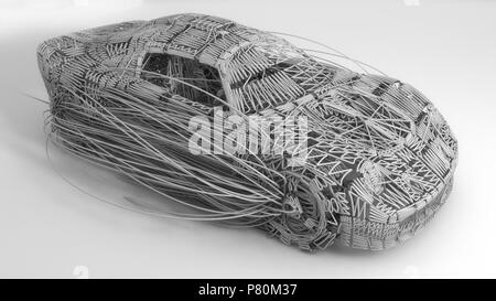 Voiture de rendu 3D avec des lignes Banque D'Images