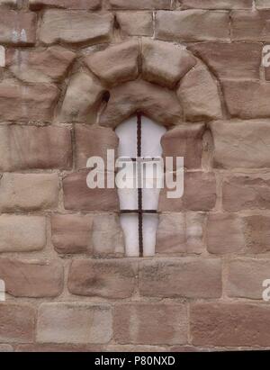 EXTERIOR-DET VENTANA. Lieu : MONASTÈRE DE SANTA MARIA, BUGEDO, Burgos, Espagne. Banque D'Images