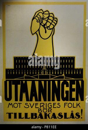 Parti social-démocrate suédois (SAP). Affiche, 1914. Musée de la ville. Malmo. Château. La Suède. Banque D'Images