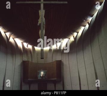 L'INTÉRIEURAPT DESDE EL PRESBITERIO. Lieu : EGLISE DE SANTA MARIA DEL LORETO, Javea / Xabia, ALICANTE, Espagne. Banque D'Images