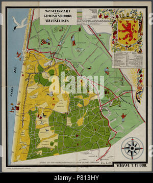'Wandelkaart van de gemeente Amsterdam en de Staatsduinen", a rencontré un rechtsboven gemeentewapen legenda en het van Schoorl. Vervaardiger : Onbekend Catalogusnummer : PR 1005145 . 9 mai 2016, 13:35 343 Schoorl en de Staatsduinen (1935) 26877346286 Banque D'Images