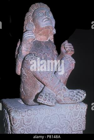 XOCHIPILLI DIOS DE LA MUSICA,CANTO Y AMOR DE ESPALDAS-ARTE MEXICAS. Lieu : MUSÉE NATIONAL D'ANTHROPOLOGIE, Mexico City, CIUDAD DE MEXICO. Banque D'Images