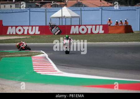 Misano, Italie. 07Th Juillet, 2018. 50 Eugene Laverty IRL Aprilia RSV4 RF Milwaukee Aprilia durant la Motul Championnat FIM Superbike Superpole ronde italienne - course pendant la WORLD SUPERBIKES - PIRELLI Circuit Riviera di Rimini, ronde 6 - 8 juillet 2018 à Misano, en Italie. Crédit : Fabio Averna/Pacific Press/Alamy Live News Banque D'Images