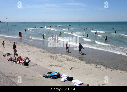 La plage Wimereux dans le Pas-de-Calais et dans les Hauts-de-France de France. Banque D'Images