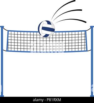 Volley ball sur un bénéfice net Illustration de Vecteur